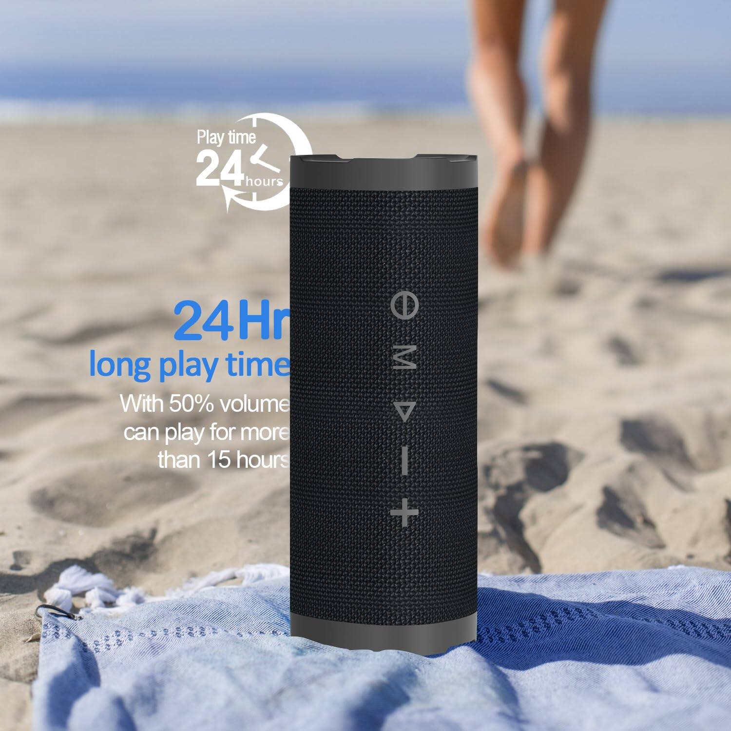 24Hr long play time  
With 50% volume can play for more than 15 hours