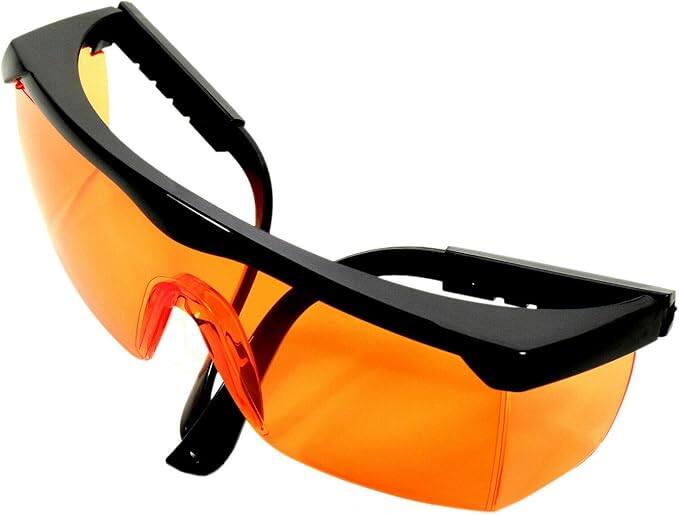 Left. HQRP - HQRP Orange UV Protective Safety Glasses for Yard work, Lawn mowing, Gardening, Weed whacking, Hedge trimming, etc. - Orange.