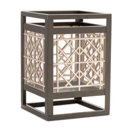 BreeBe - Cut Out Wood Candle Holder with Iron Frame 9.75"H - Brown