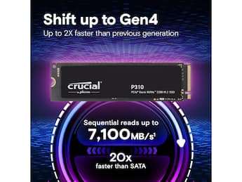 Crucial P310 M.2 2280 500GB PCIe 4.0 x4 NVMe SSD up to 6600 MBps Crucial P310 M.2 2280 500GB PCIe 4.0 x4 NVMe SSD up to 6600 MBps