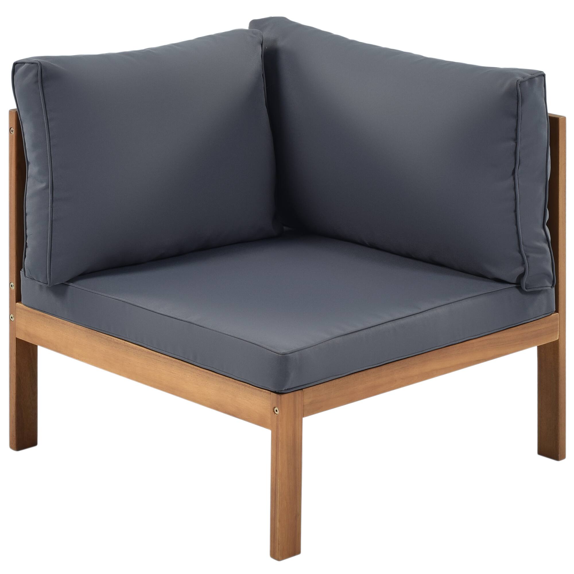 Alt View 2. Whisen - Acacia Wood Outdoor Sofa Set with Coffee Table, Modular Patio Seating for Garden, Balcony, Gazebo - Gray.