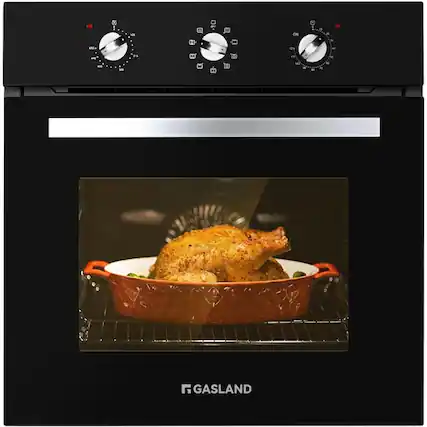 Front. GASLAND - 24 inches Built-in Electric Single Wall Oven with Rotisserie and Mechanical Knob in Black - Black.
