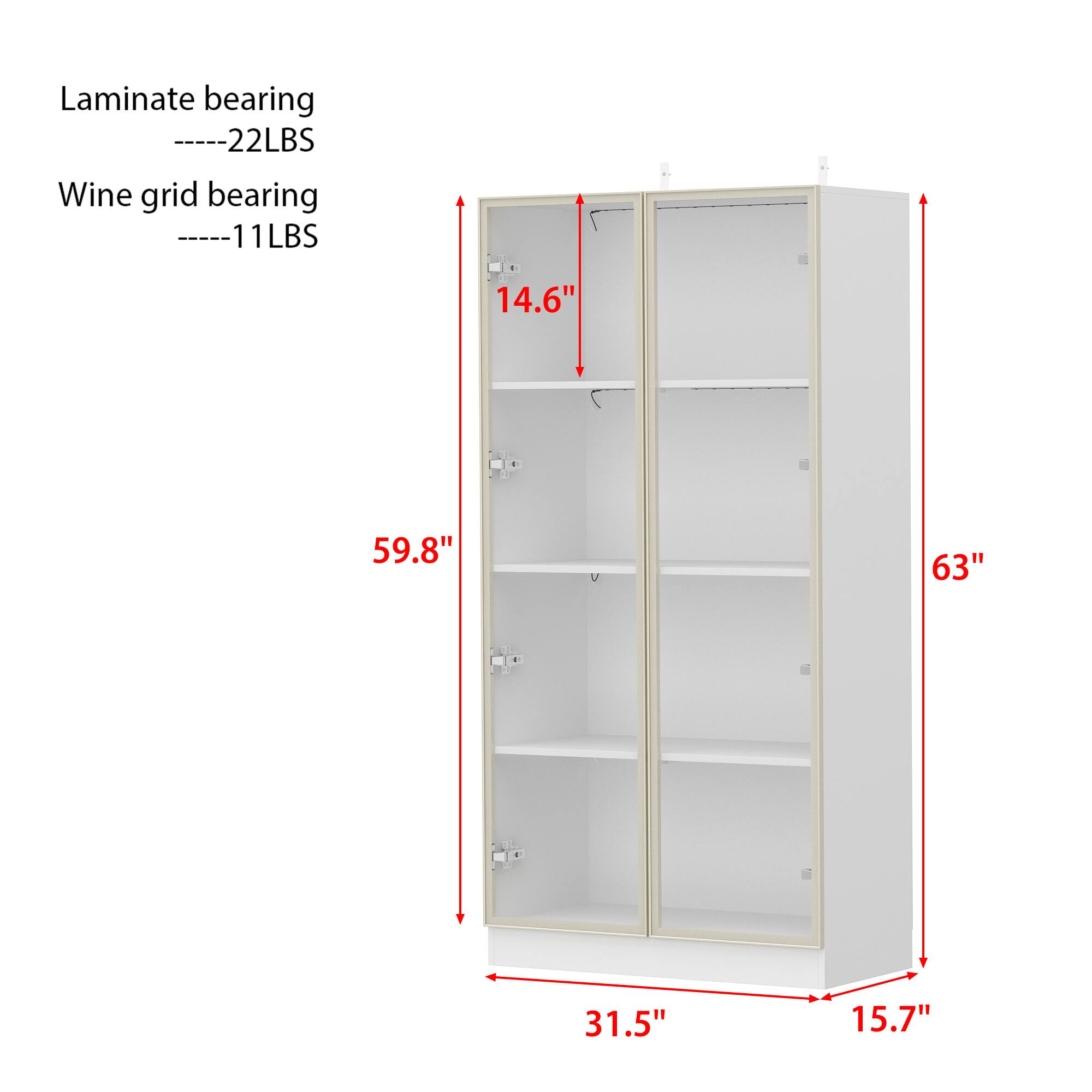 Laminate bearing 22LBS, Wine grid bearing 11LBS, 14.6", 59.8", 63", 31.5", 15.7"