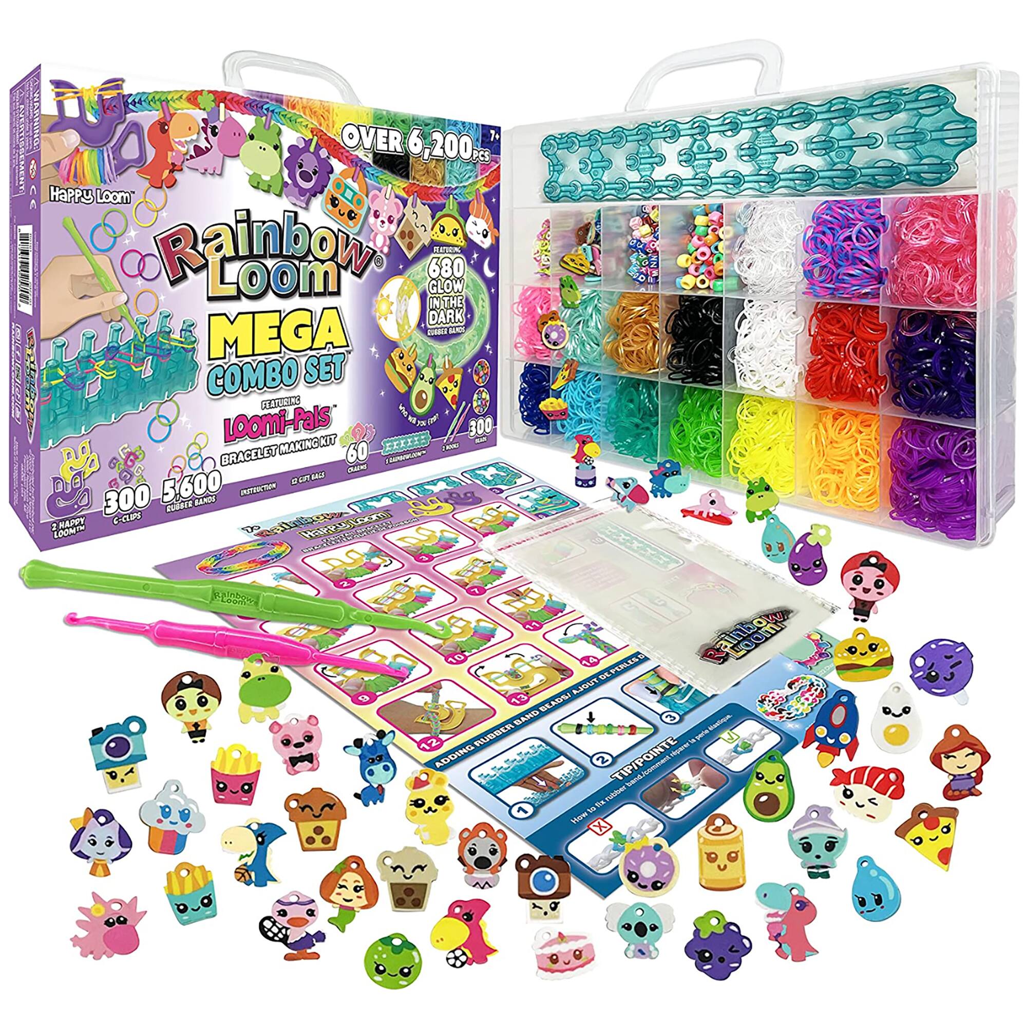 A WARNING OVER 6,200m Happy Loom) Rainbow Loom MEGA COMBO SET FEATURING LOOMi-Pals MAKING KIT XXXXXX 24995 300 BRA CELET 60 SALMS sin sa 300 5,600 CUSSER BANDS NUTUSTORI HAPPY C-CLIPS Yo Loom LOOMTH Happy PERLESS Loom DE 13 TUOLA BAND BEADS/ 3 RUBBER perle blasCque. 12 M ADDING 2 TIP/POINTE rpater band. /comment Rx rubber 2 How X
