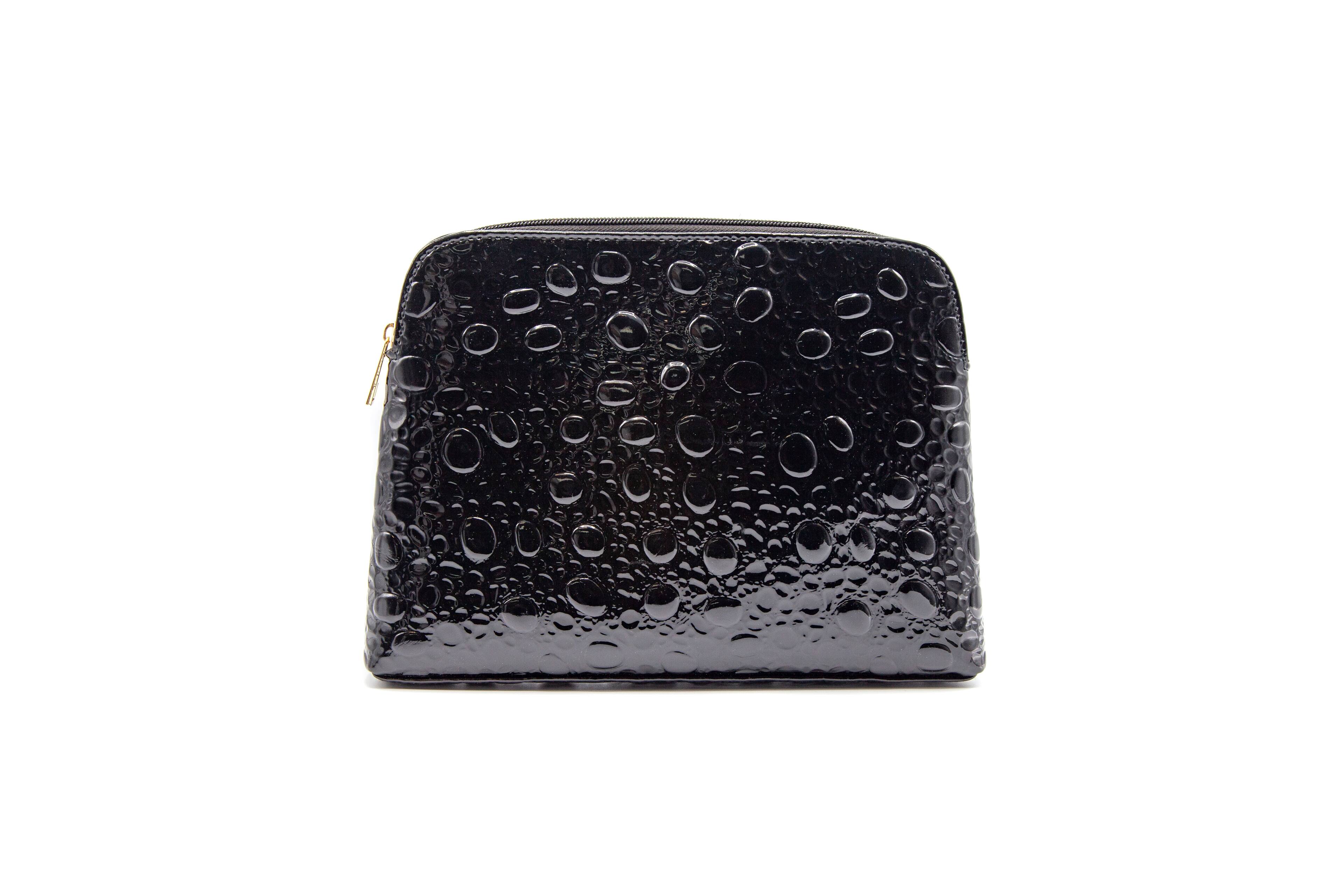 Front. Youzey Retail - Faux Patent Leather Women’s Travel Cosmetic Bag.