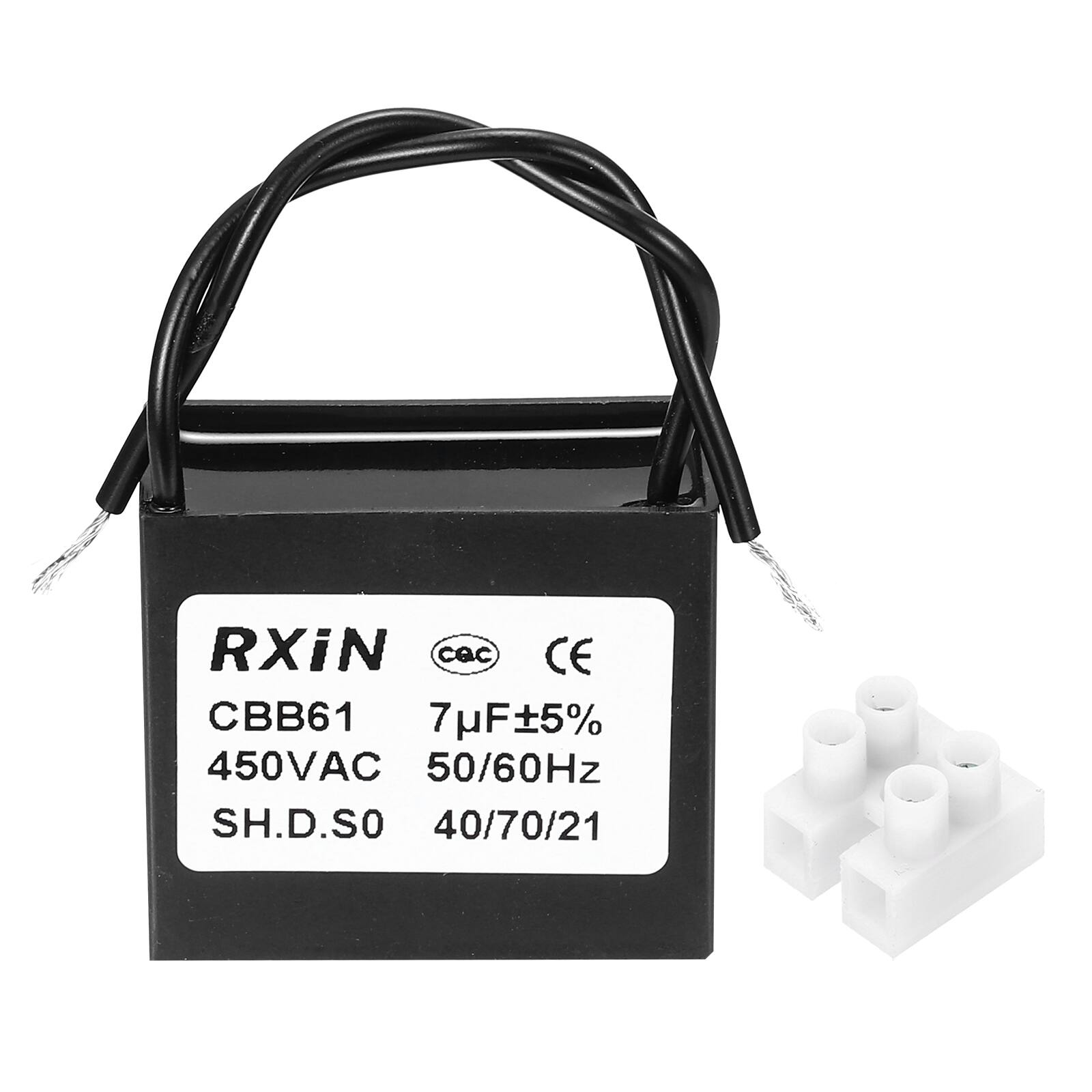 Unique Bargains - 7uF CBB61 Capacitor, AC 450V 2-Wire for Ceiling Fan, Motor Generator, Blower, Exhaust Fan - Black price history on PriceWatchPro
