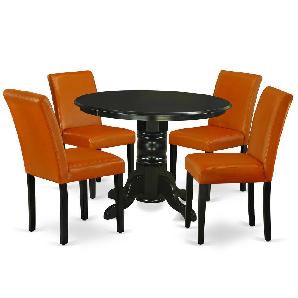 Left. East West Furniture - Dining Room Set Black - Brown.