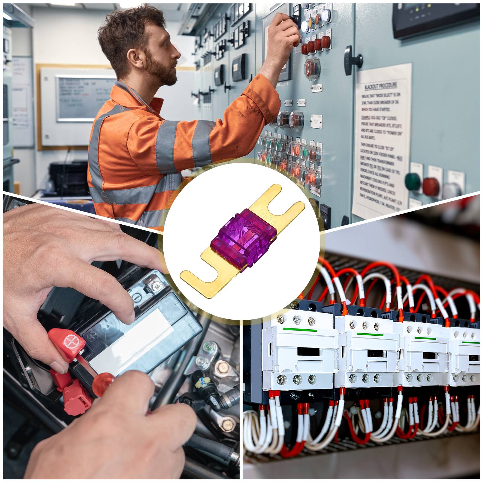 Alt View 4. Unique Bargains - 5pcs 100A 32V Mini ANL Fuse Blade Type for Automotive Marine Audio Video System Electrical Protection - Purple.