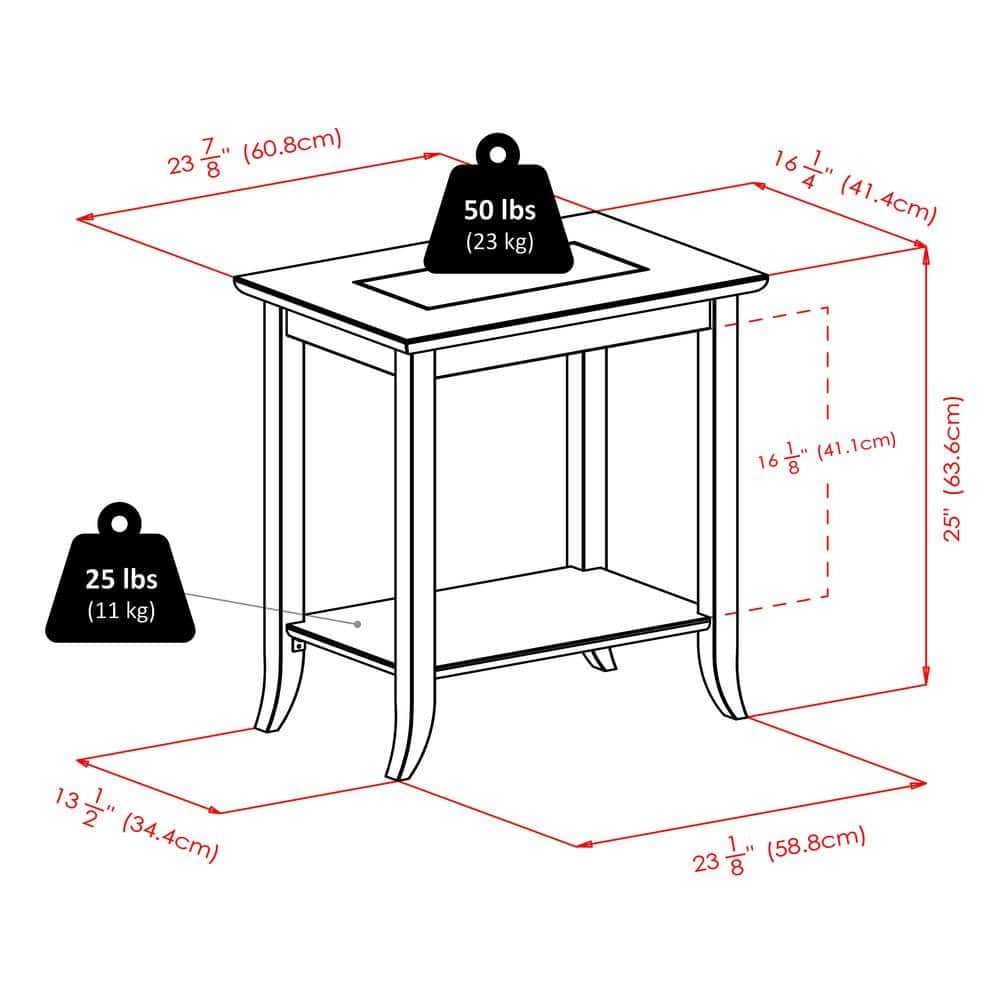 FurniFact - Rectangular End Table - Espresso
