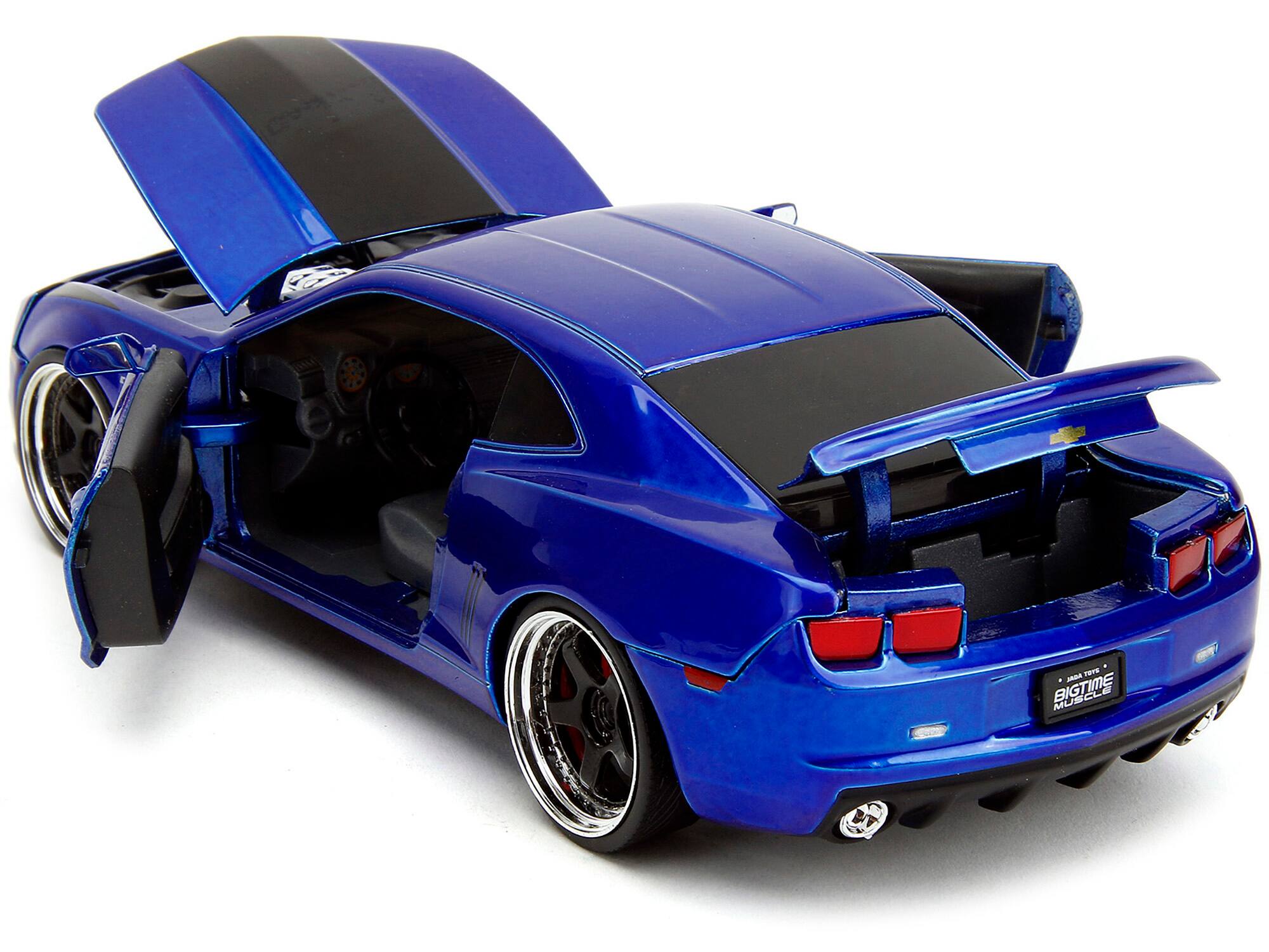 Back. Jada - 2010 Chevrolet Camaro Candy Blue with Black Hood "Bigtime Muscle" Series 1/24 Diecast Model Car by Jada - Blue With Black.
