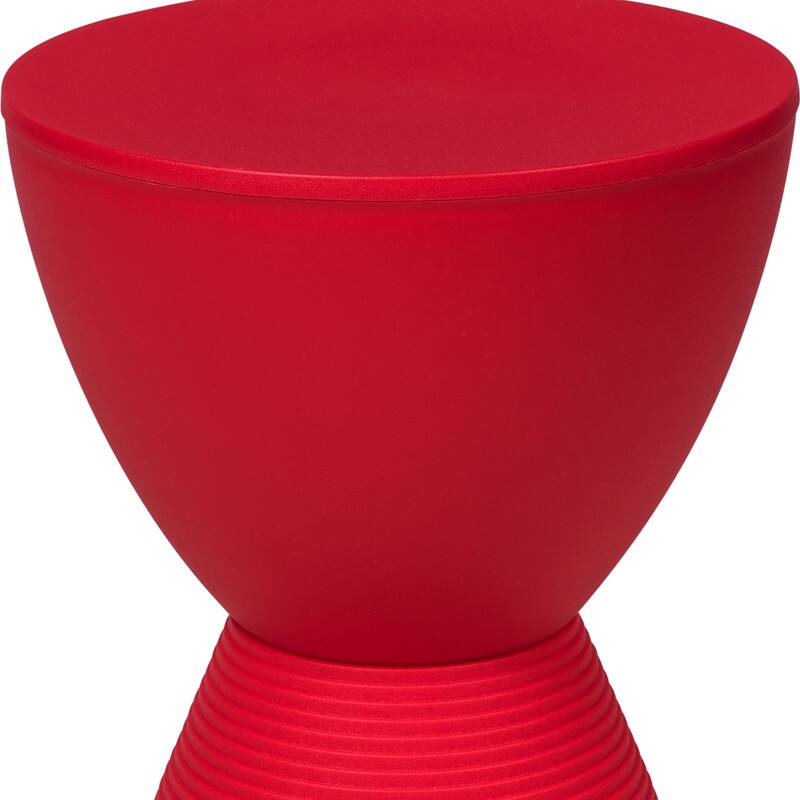 Alt View 1. LeisureMod - Boyd Modern Round Hourglass Accent Side Table, Drum Storage Table with Ribbed Base for Indoor/Outdoor - Red.