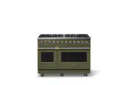 Viking - 48"W. 8 Burner Pro 5 Series 7.3Cu. Ft. Freestanding Sealed LP Dual Fuel Convection Range with Brushed Brass Trim - Martini