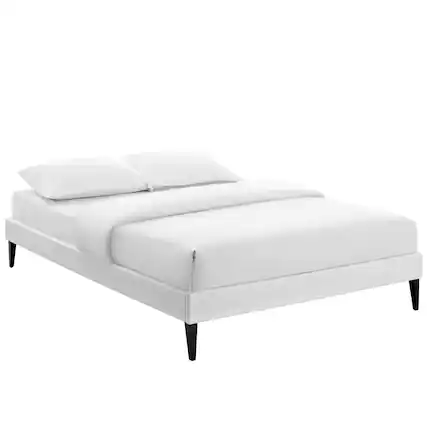 Front. Modway - Sharon Vinyl Queen Bed Frame with Squared Tapered Legs - White.