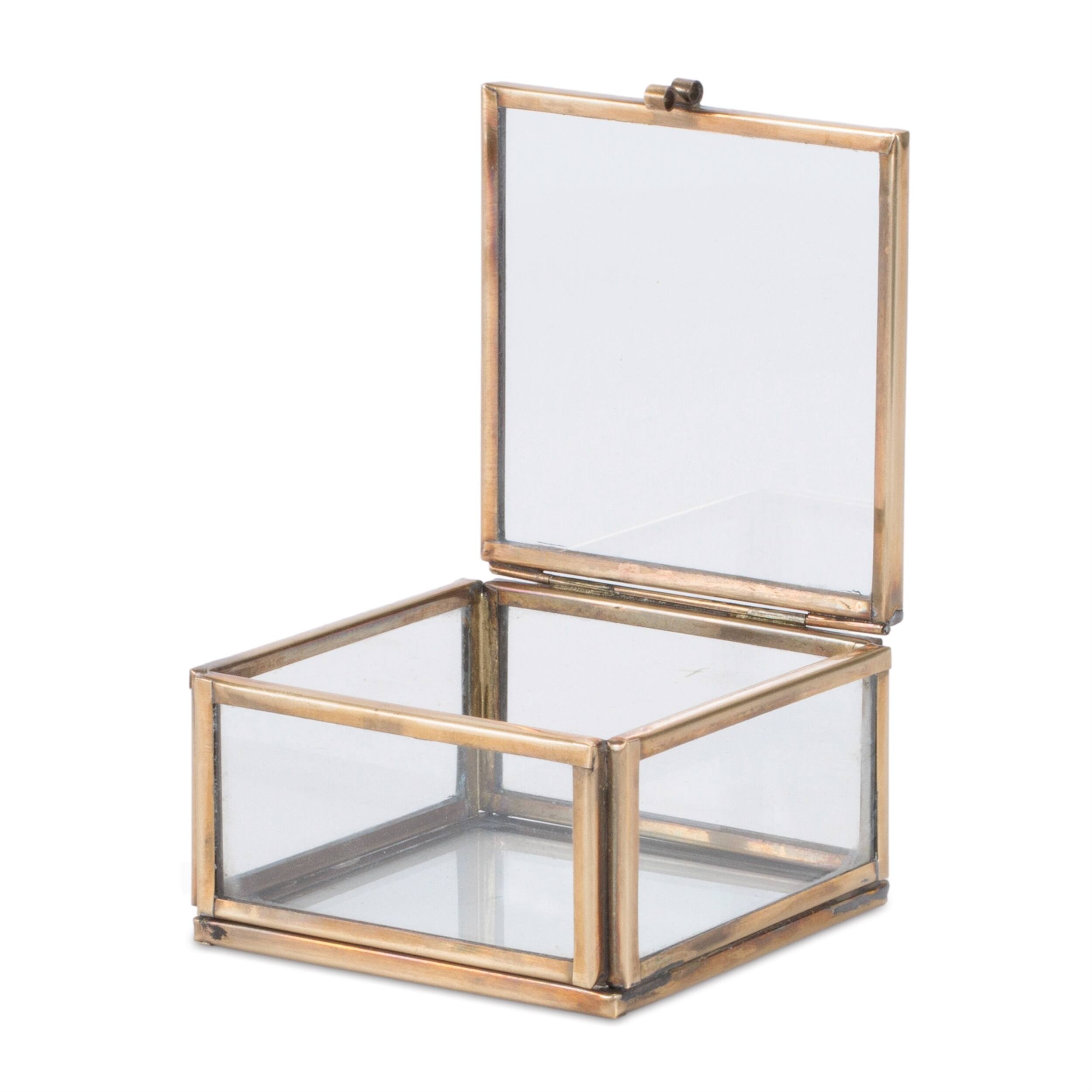 Alt View 2. BreeBe - Decorative Glass Box (Set of 2) - Gold.