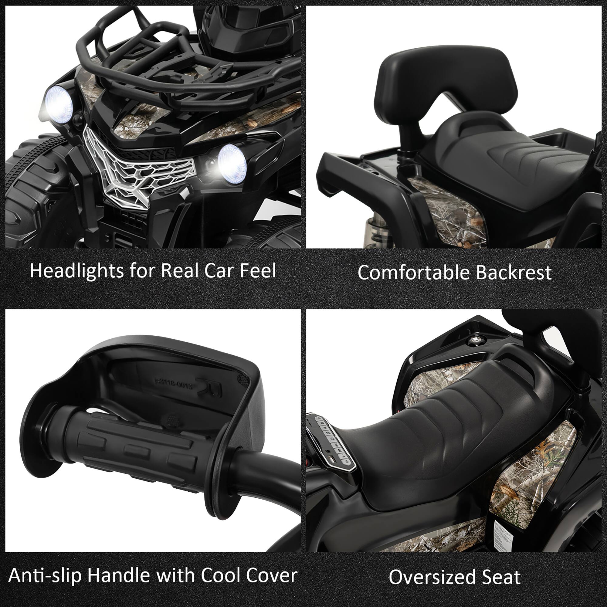 - Headlights for Real Car Feel
- Comfortable Backrest
- Anti-slip Handle with Cool Cover
- Oversized Seat