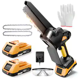 HONGGE - 20V Cordless Mini Chainsaw, 8-Inch Cutting Capacity - Yellow
