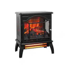 Loheer - 18 inch electric fireplace stove Freestanding Infrared Quartz Heater with Remote Control - Antique Black