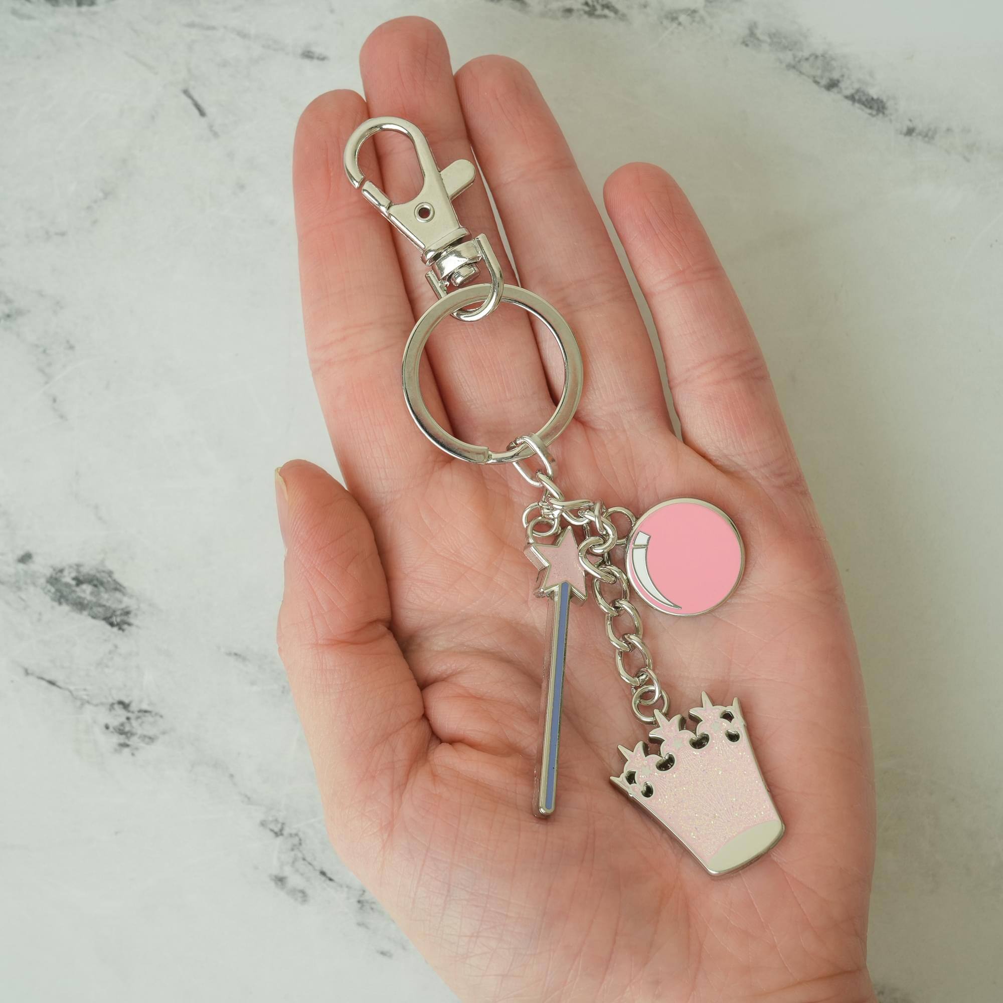 Alt View 1. SalesOne LLC - The Wizard of Oz Glinda Multi-Charm Enamel Keychain - Pink.