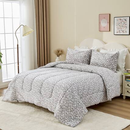 Front. Bestier - Queen Comforter Set for Kids and Teens – 3 Pcs All-Season Bedding with Skin-Friendly Lightweight Quilt & 2 Pillowcases - White.