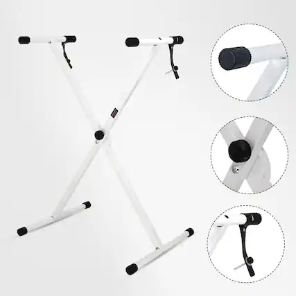 Front. 5 CORE - Keyboard Stand X Shape Height Adjustable Foldable Portable Key Board DJ Controller Stands - White.