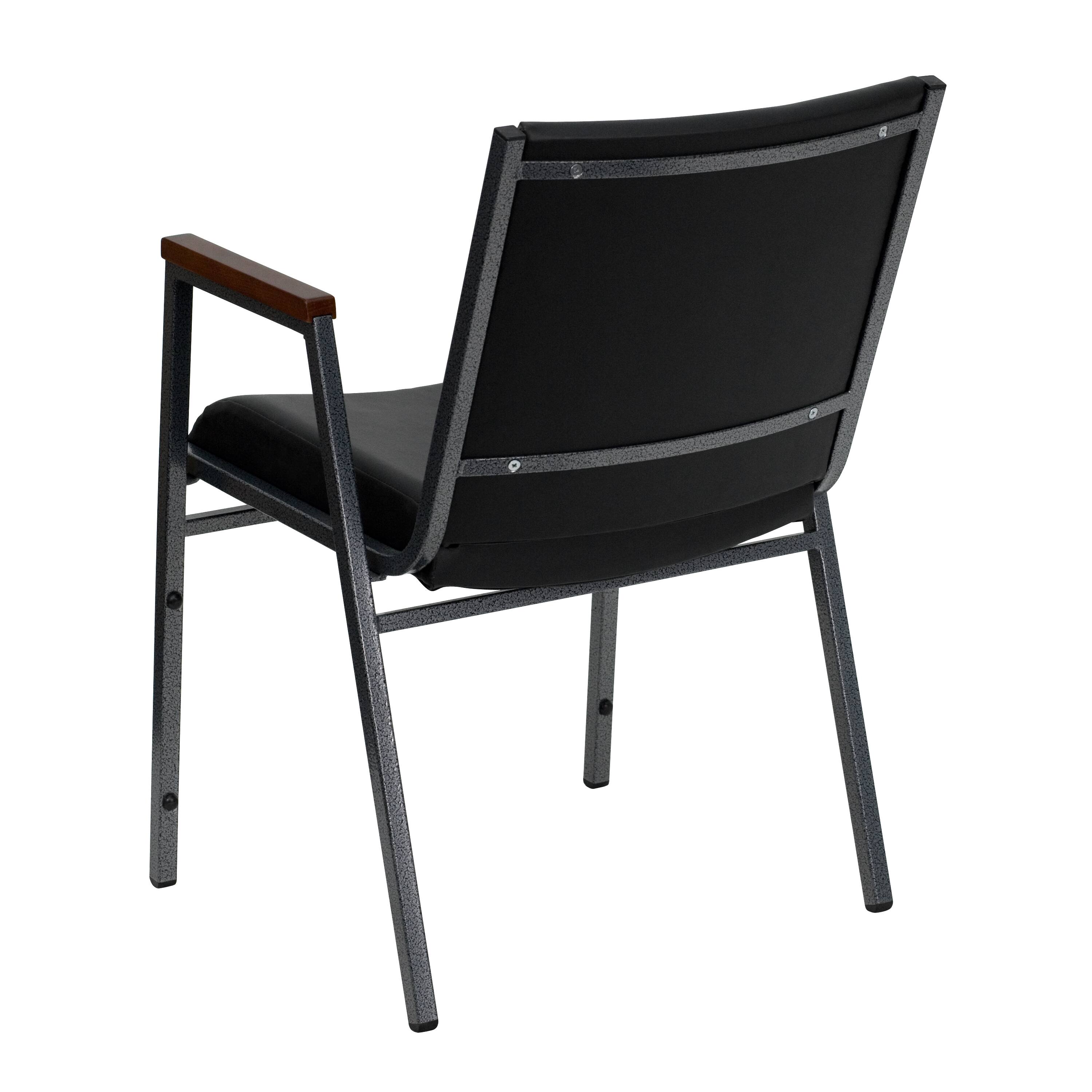 Alt View 4. Emma + Oliver - Heavy Duty Reception/Guest Stack Chair with Arms - Black Vinyl.