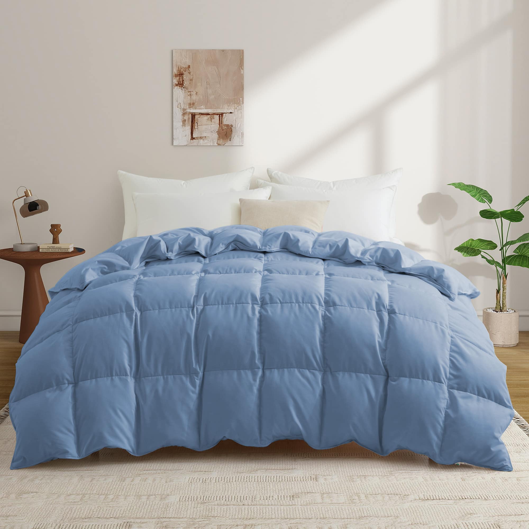 Peace Nest - White Goose Down Feather Fiber Comforter Duvet Insert, Full/Queen - Blue price history on PriceWatchPro