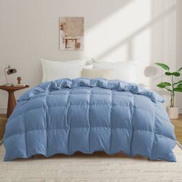 Peace Nest - White Goose Down Feather Fiber Comforter Duvet Insert, King - Blue