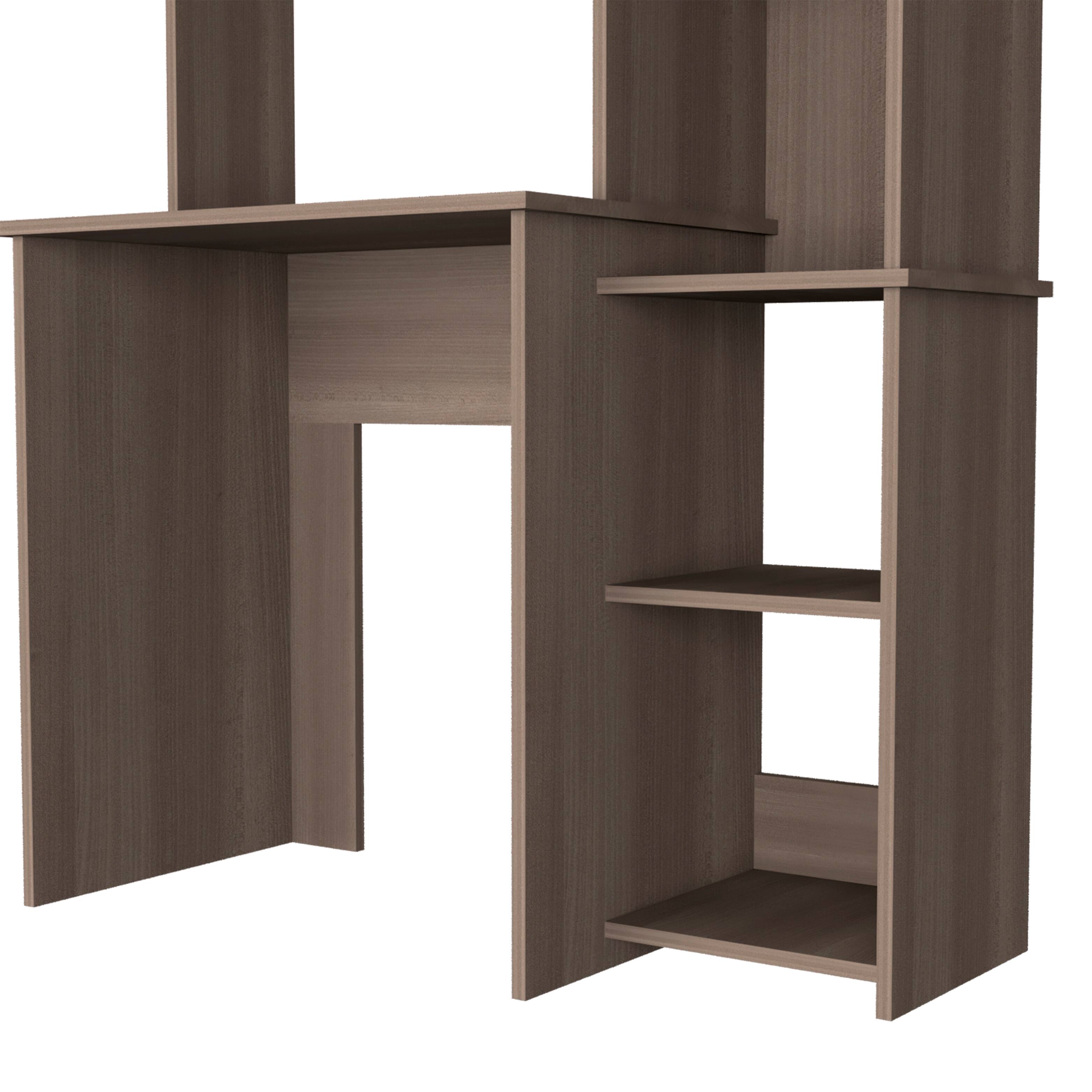 Alt View 3. TinyHomie - Aramis Desk Five Shelves Two Superior Shelves Smokey Oak - Gray.