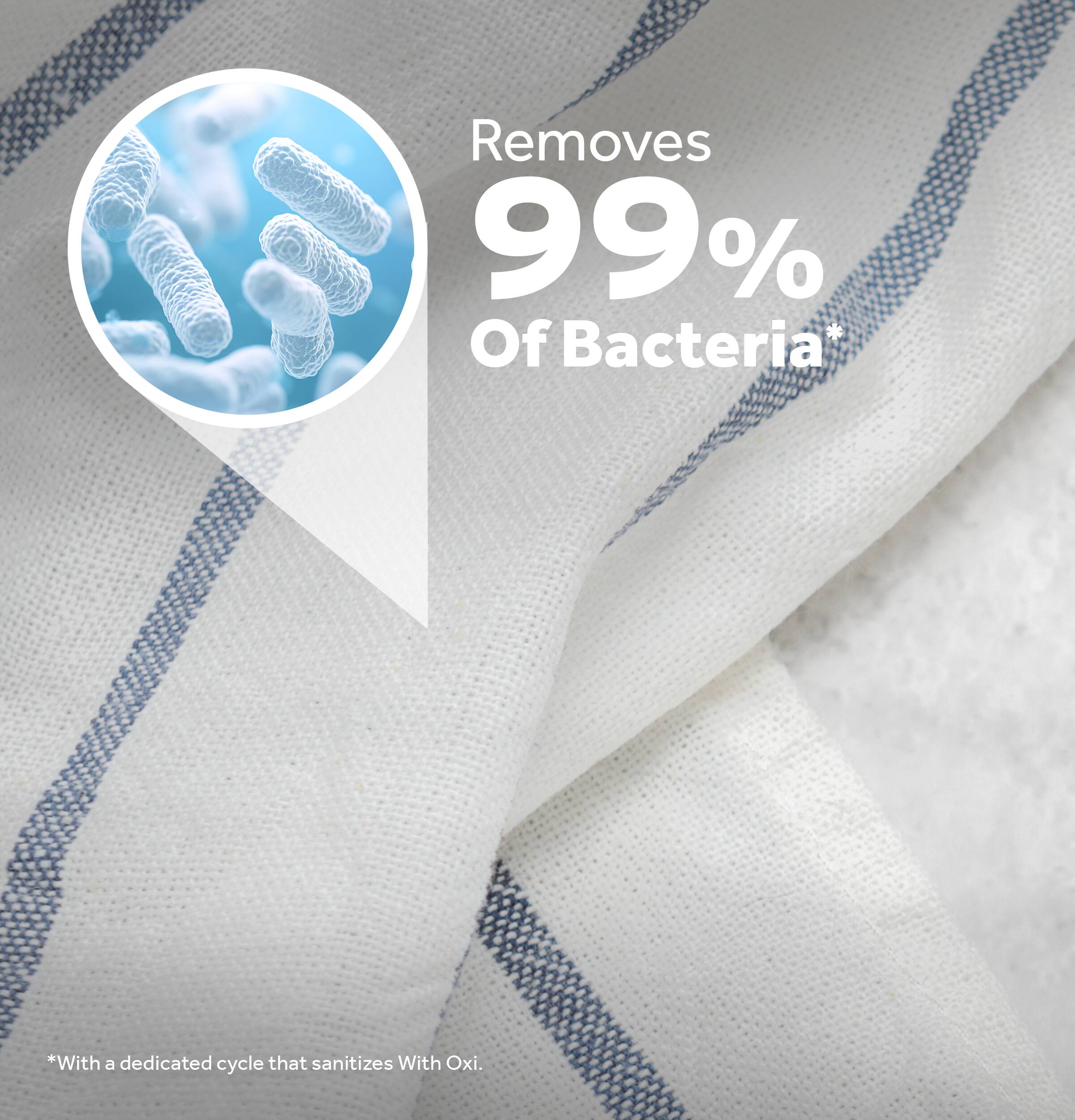 Removes 99% Of Bacteria*  
*With a dedicated cycle that sanitizes With Oxi.