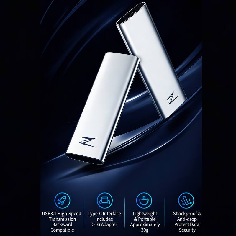 N Z USB3.1 High-Speed Transmission Backward Compatible Type-C Interface Includes OTG Adapter Lightweight & Portable Approximately 30g Shockproof & Anti-drop Protect Data Security