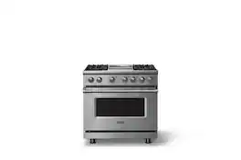 Viking - 36"W. Pro5S 5.6 Cu. Ft. Freestanding Self-Clean Sealed 4B LP Dual Fuel Convection Range/Grdl-Stainless Steel - Stainless Steel