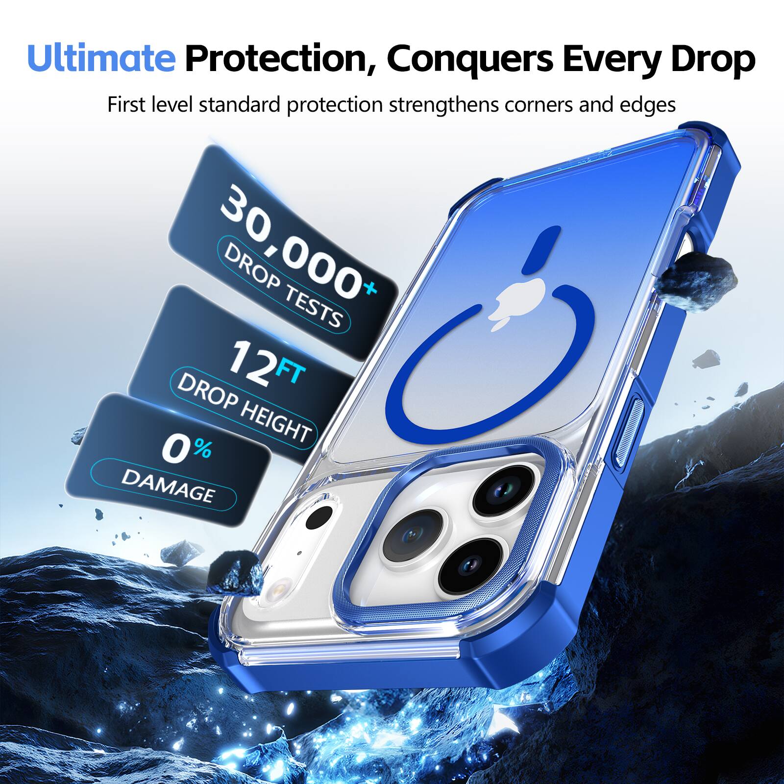 Ultimate Protection, Conquers Every Drop

First level standard protection strengthens corners and edges

30,000+ DROP TESTS
12FT DROP HEIGHT
0% DAMAGE