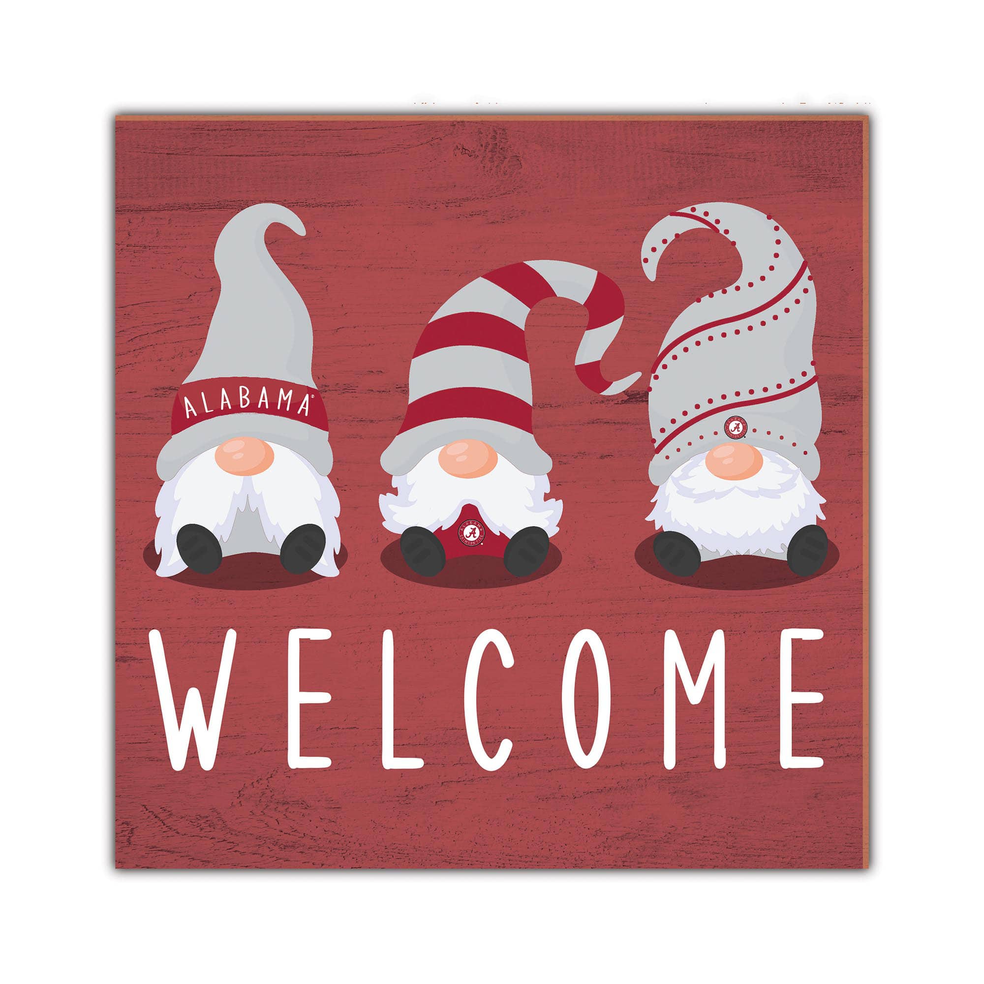 Fan Creations - Alabama Crimson Tide 10'' x 10'' Welcome Gnomes Sign - Multicolor