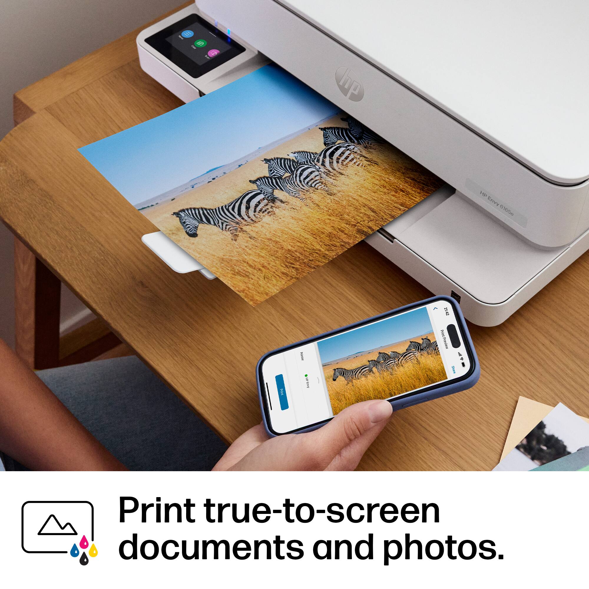 Print true-to-screen documents and photos.