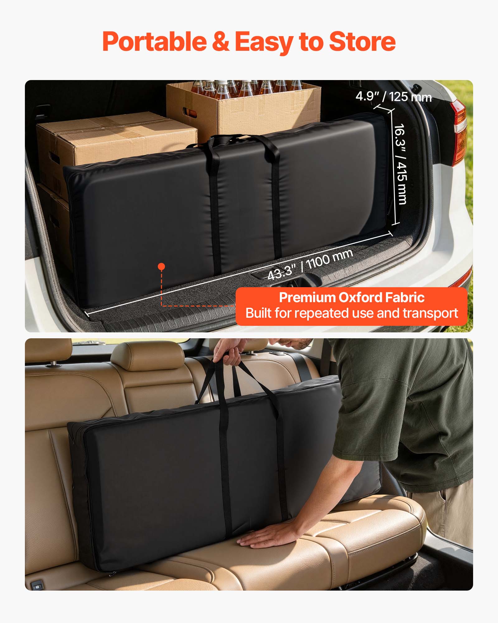 VEVOR Folding Portable Bar Table, 43.3 x 15.2 x 34.8 in, with Carry Bag ...