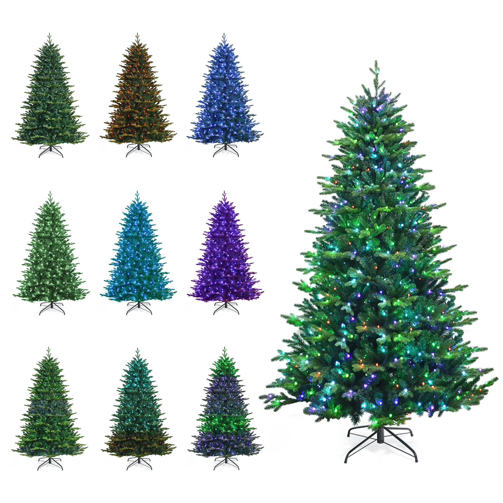 Alt View 9. Gymax - Gymax 8 FT Pre-lit Artificial Christmas Tree w/ APP Control & 15 Lighting Modes - Green.