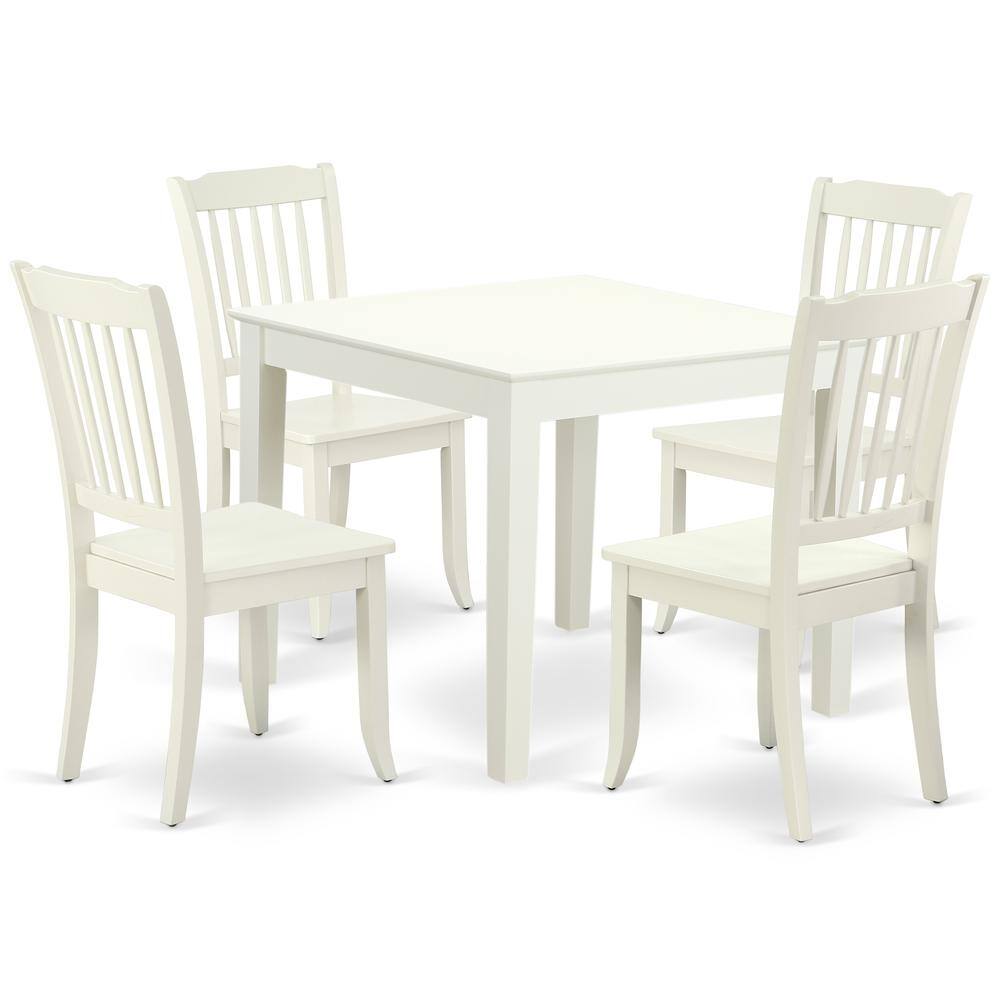 Back. East West Furniture - Dining Room Set Linen White - Brown.