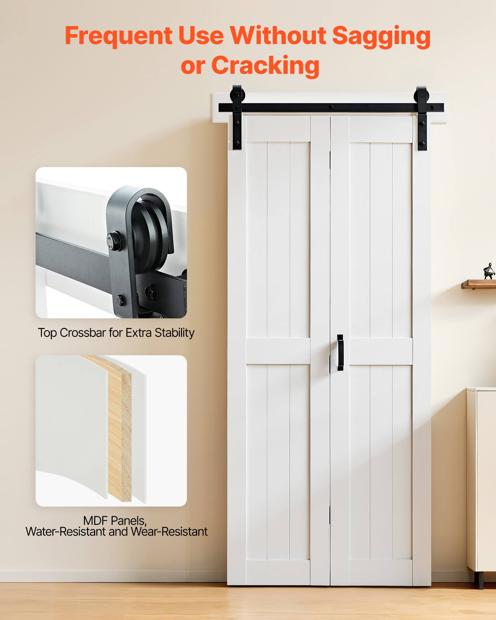 Frequent Use Without Sagging or Cracking

Top Crossbar for Extra Stability

MDF Panels, Water-Resistant and Wear-Resistant