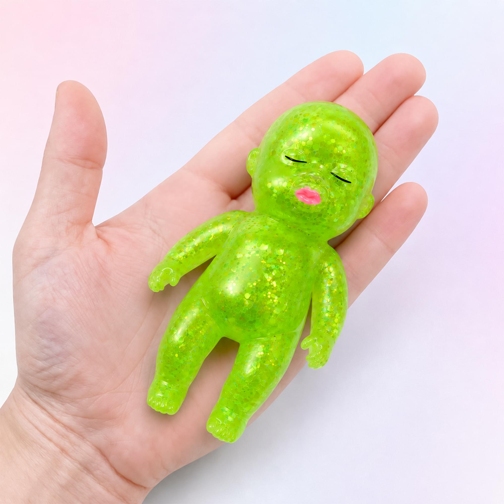 Alt View 10. Puka Creations - Squishy Glitter Baby 4-Inch Stress Reliever | Green - Green.