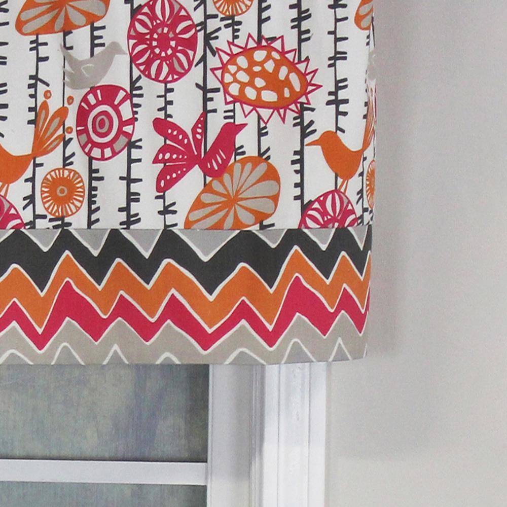 Left. RLF Home - RLF Home Merangerie Banded Style 3" Rod Pocket Valance 50" x 16" Sherbet - Sherbet.