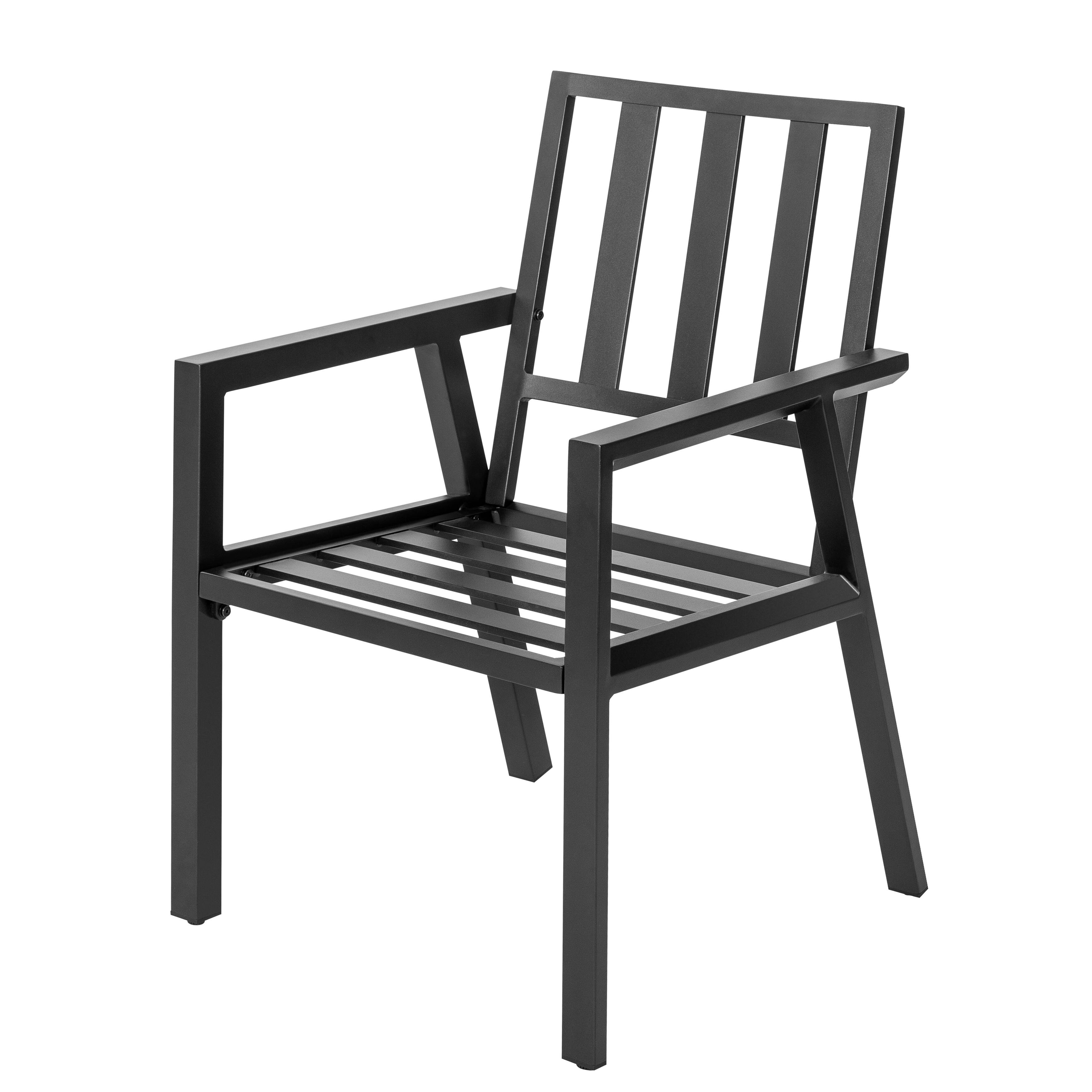 Alt View 6. Nuu Garden - Outdoor 2-Piece Aluminum Dining Chairs with Gray Cushions - Black and Gray.