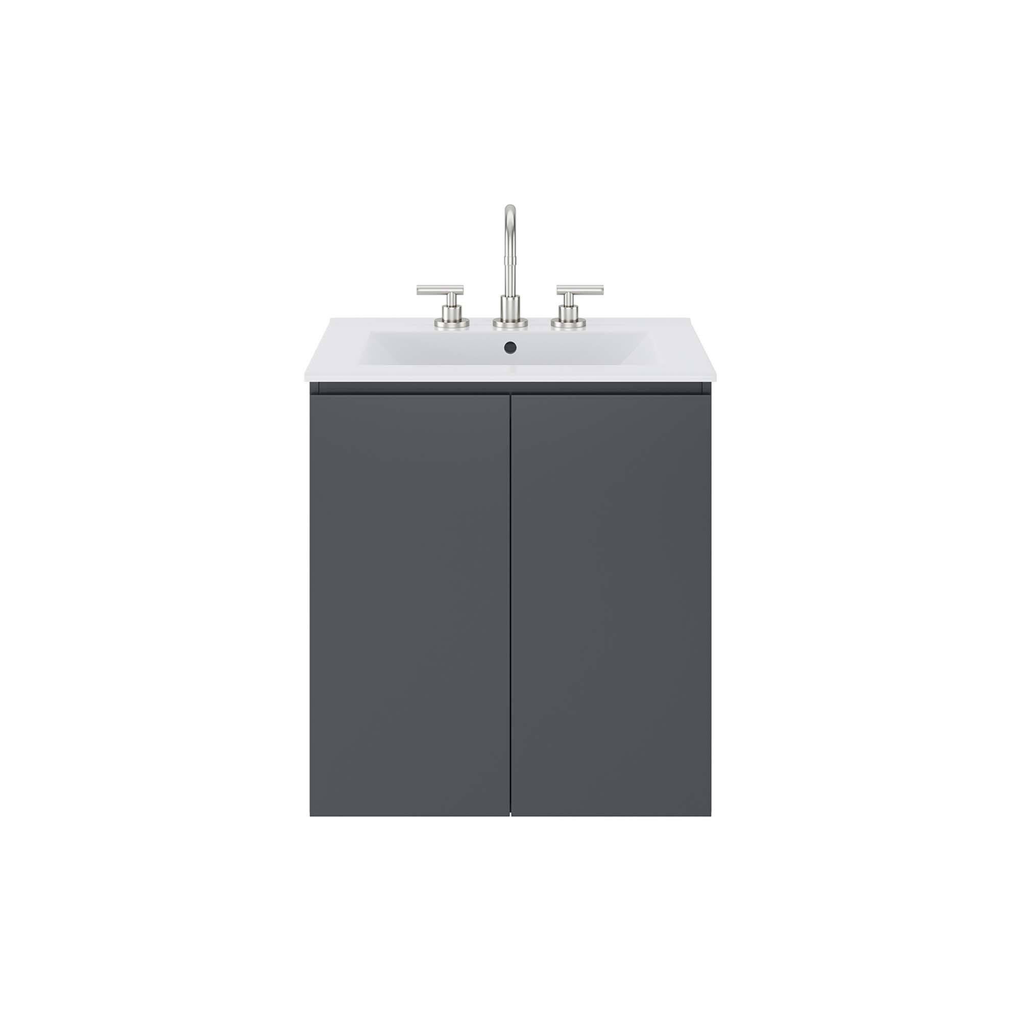 Alt View 3. Modway - Bryn Wall-Mount Bathroom Vanity Basin Included - Gray White.