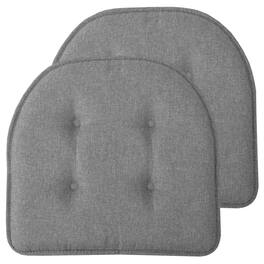 Sweet Home Collection - Solid Color U Shaped Memory Foam 17" x 16" Chair Cushions, 2-Pack - Gray