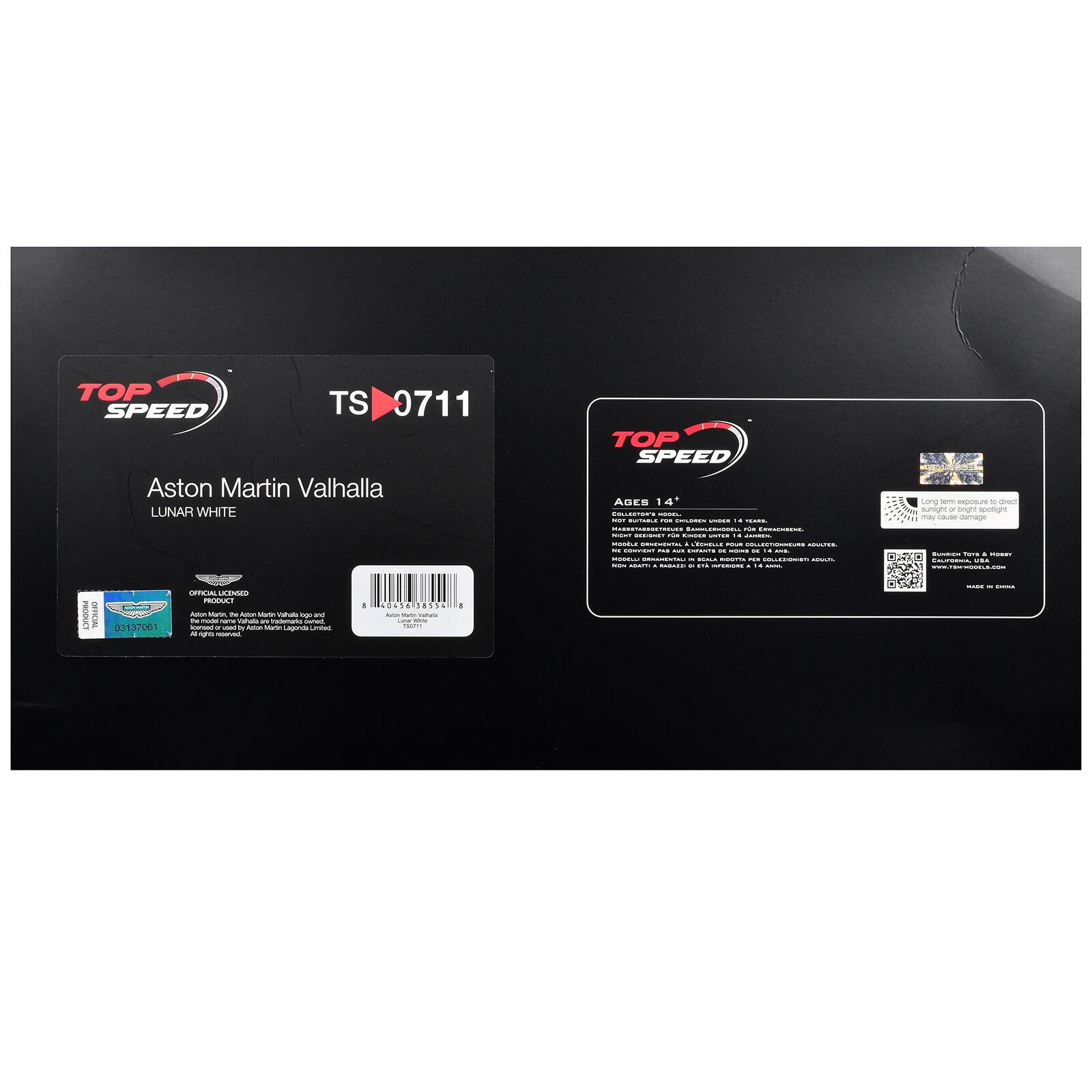 TOP SPEED TS 0711 Aston Martin Valhalla LUNAR WHITE OFFICIAL LICENSED PRODUCT: 40456 38554 I PROINET OFFICIAL Aution Mark TM ARM - Valula ago and Acco - - the model manu whate are redemarks burned - - 03137061 icansed s www 190ml or used or Adde Lagonda United 48 rights reserved.

TOP SPEED AGES 14* COLLECTOR'S - AINT SUMABLE mize UNIJION - 14 TEARS. MASBETABSOCTROUES BANNUTRATIONAL FOR EOWACHMENE. MOUT SEXIMENT 400  UNTER 14 JASTES MODLE DIRNESSISMAL . L'AMBULE YOUR WWW.ENTIONNEURS SAVEL - COMMENT na Auti INFANTS " VIRING " 14 ANS. MARRIE.COM INNANIFUTALI - SIGALE RIGHMA PER - MAR Adds ARAPE RABAES . 0% INFORMATIONS 14 100%

Long term exposum to drect sunight =