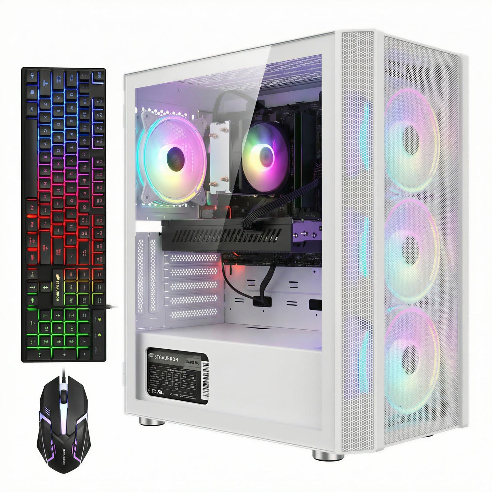 STGAubron - Gaming Desktop PC, AMD Ryzen 5 5500 up to 4.2GHz, GeForce RTX 2060 Super 8G,16G DDR4, 1T SSD, WiFi 6, Win11H - White