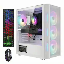 STGAubron - Gaming PC Computer Desktop, Ryzen 5 5500 up to 4.2GHz, RTX 2060 Super 8G Graphics,16G DDR4 RAM, 1T SSD, WIN11H - White
