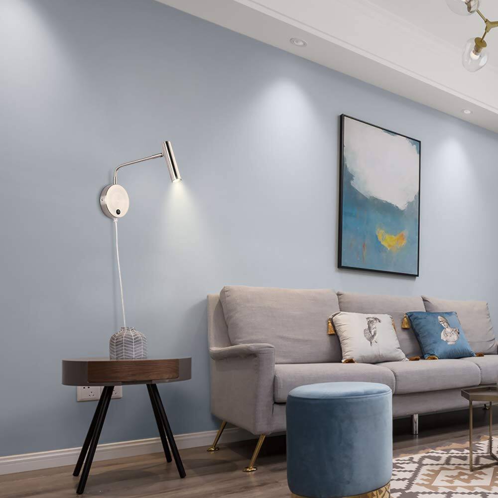 Alt View 1. TECH SAFARI - Wall Mounted Lamp Sconce Light With Plug In Cords Reading For Living Room Bedroom Warm k - Black-Plug.