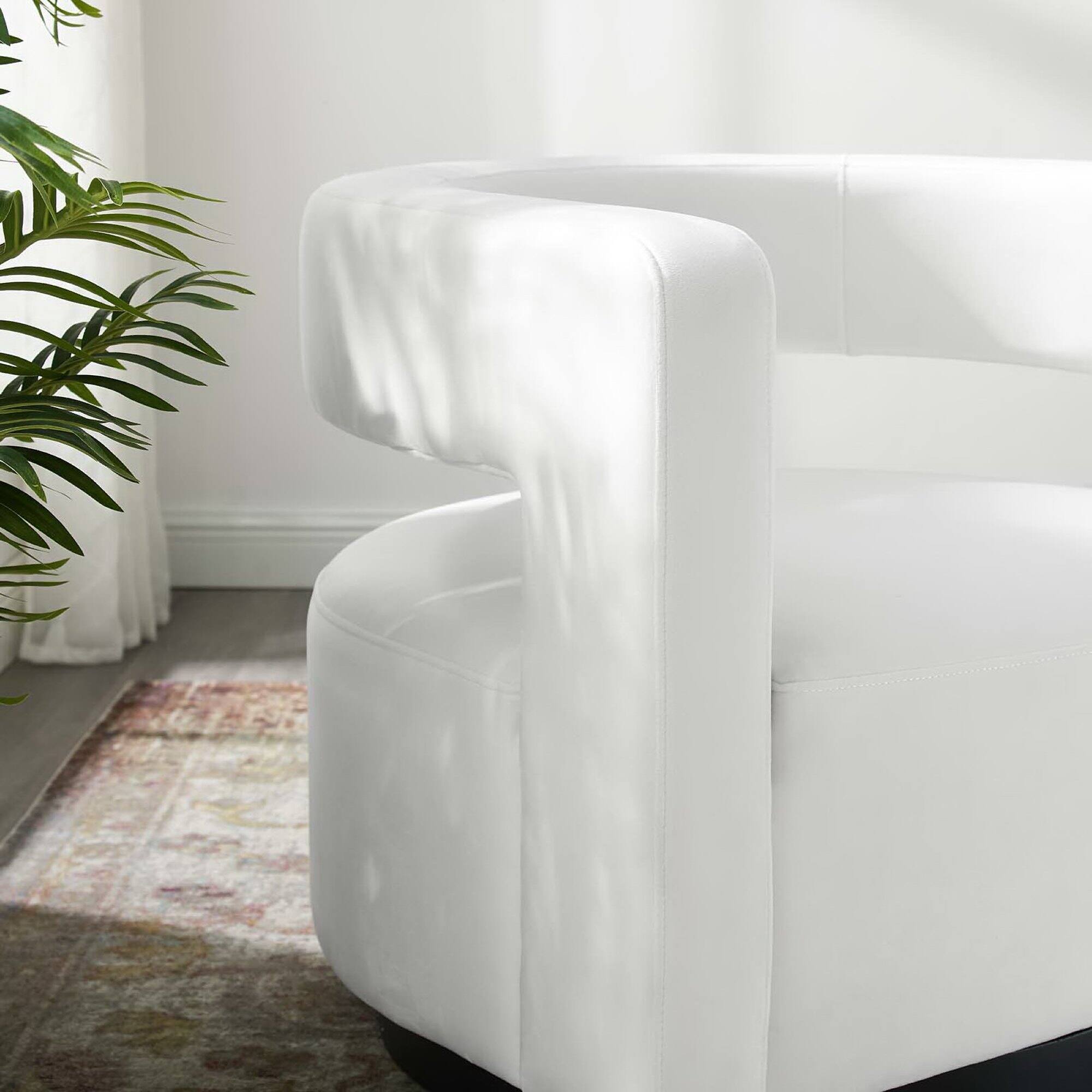 Alt View 4. Modway - Spin Cutaway Performance Velvet Swivel Armchair by Modway - White.