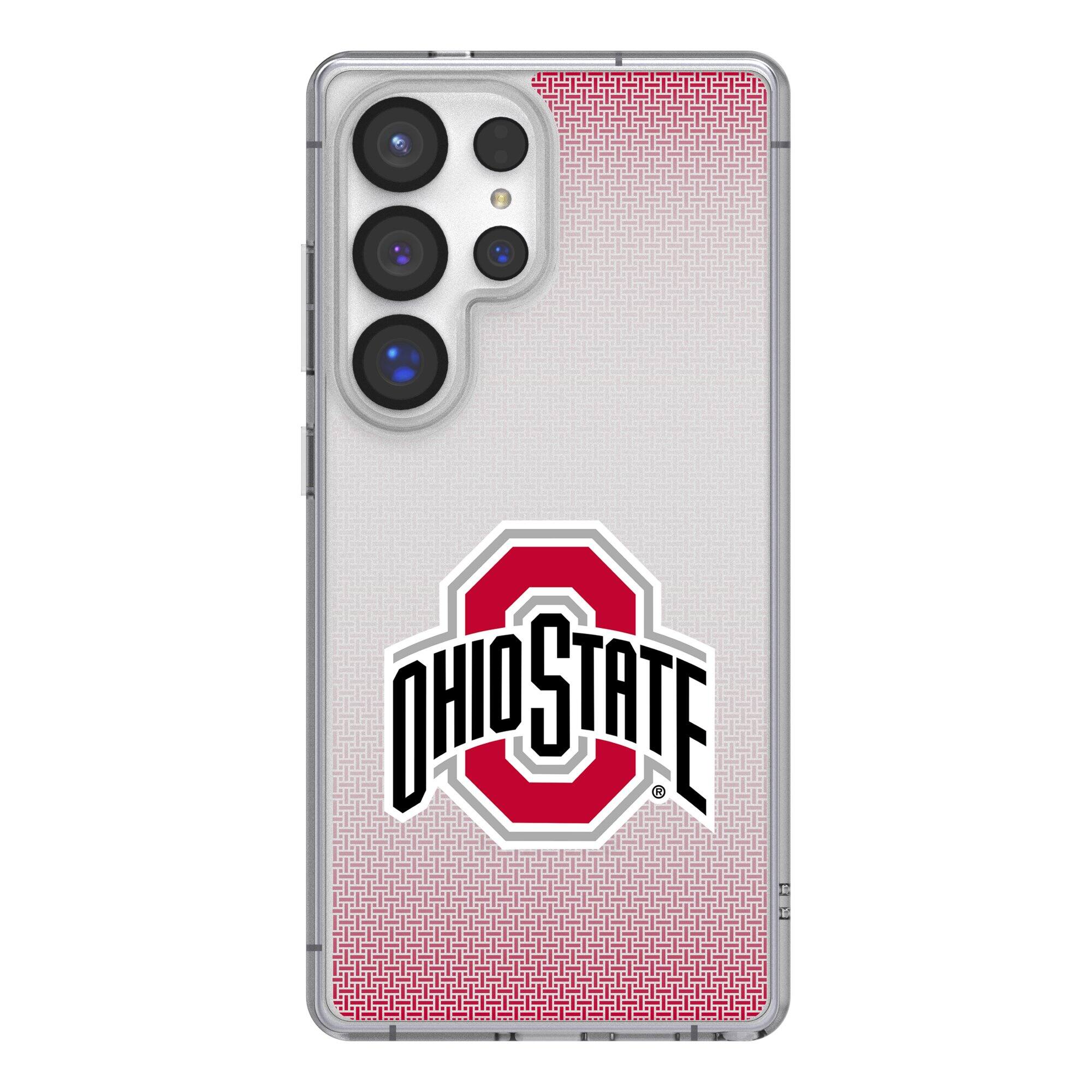 Front. Keyscaper - Ohio State Buckeyes Linen Logo Galaxy Clear Case - S24 Ultra - Multicolor.