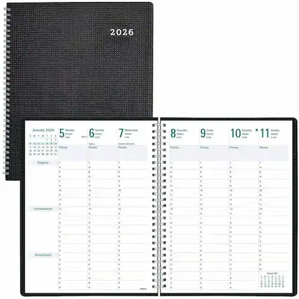 2026
January 2026
Monday 1 January 2026
Week 1
Tuesday 2 January
Priority
Wednesday 3 January
Priority
Thursday 4 January
Priority
Friday 5 January
Priority
Saturday 6 January
Priority
Sunday 7 January
Priority
Telephone
Correspondence
Personal Notes
Thursday 8 January
Priority
Friday 9 January
Priority
Saturday 10 January
Priority
Sunday 11 January
Priority